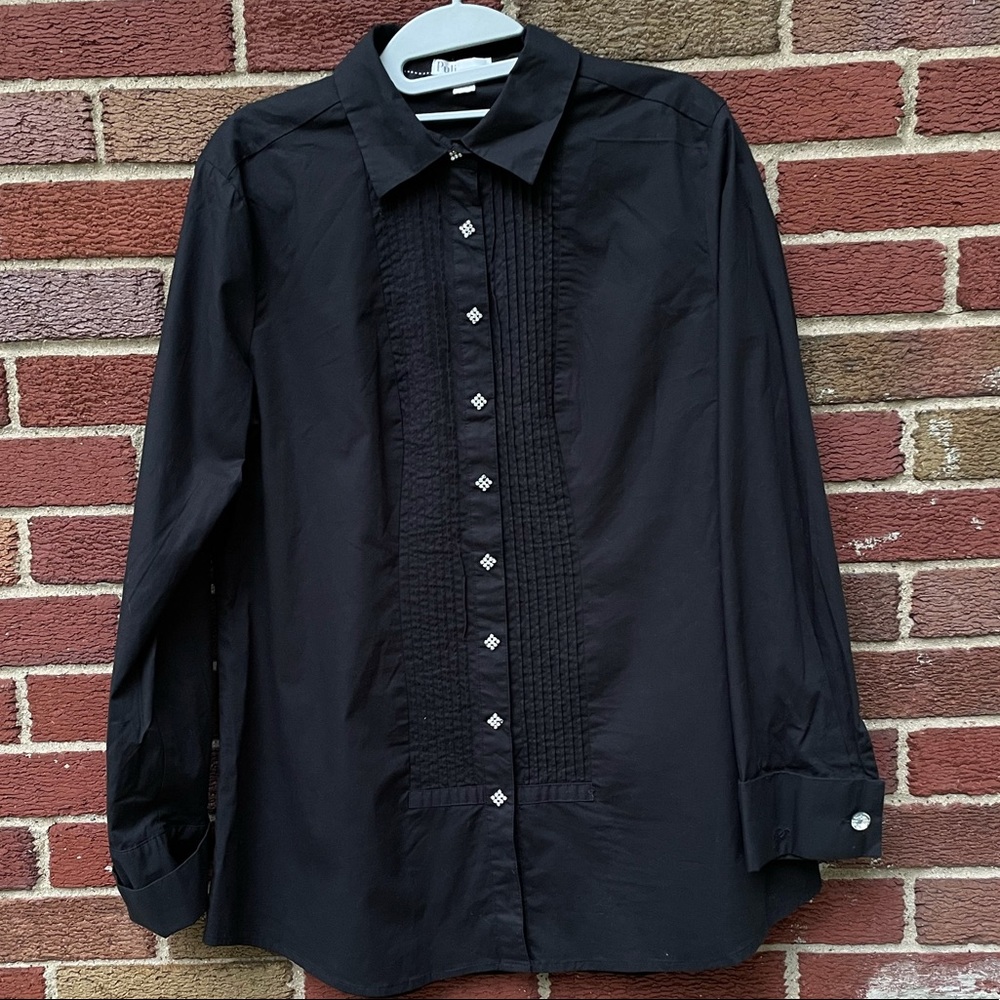 Puli Black Dress Shirt with Sequin Snaps